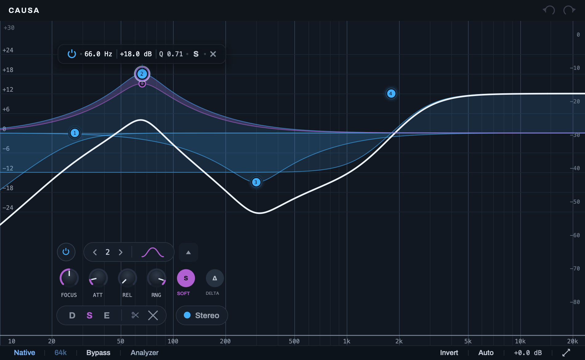 Causa's Spectral controls open in the band dock.