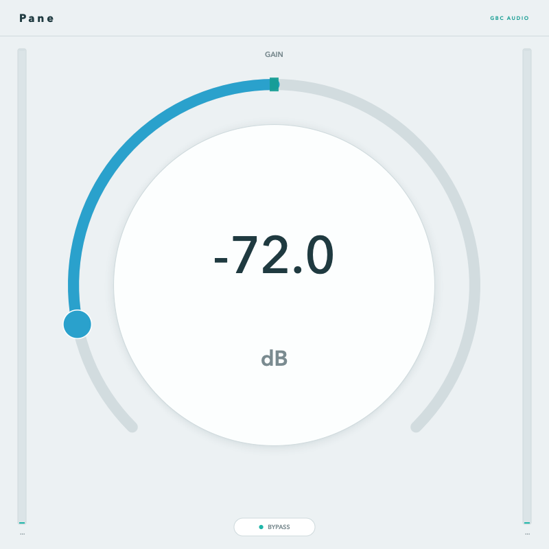 Pane cutting by 72 dB, the knob and readout in blue.
