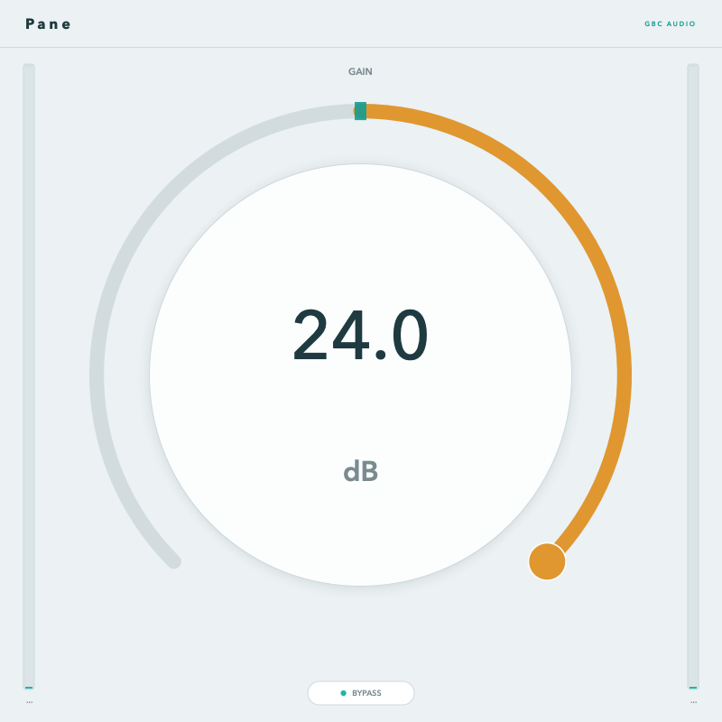 Pane boosting by 24 dB, the knob and readout in amber.